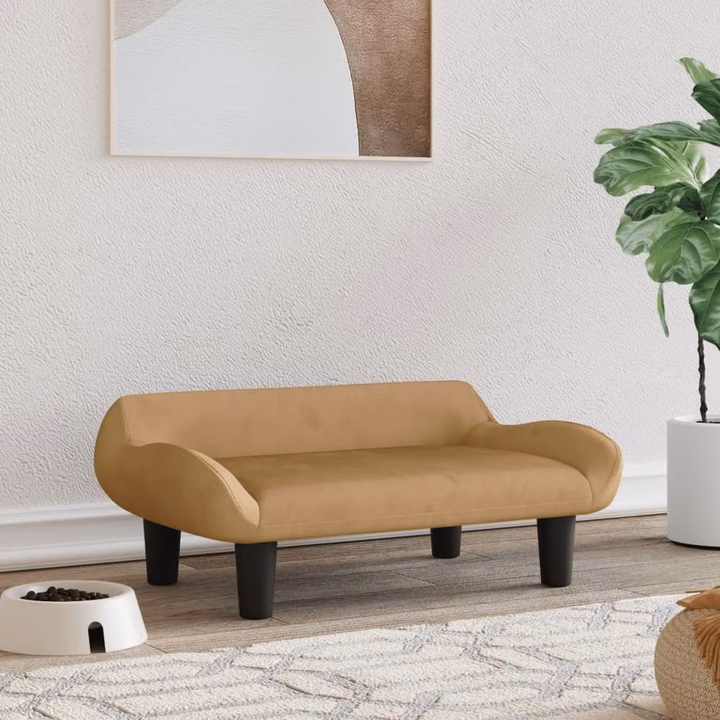 The Living Store Letto per cani Marrone 70x40x24 cm in velluto