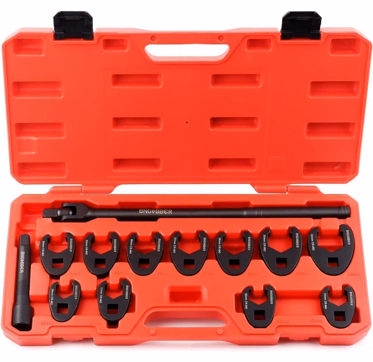 Set di chiavi a bussola a "T" da 13 pezzi, attacco esagonale esterno da 1/2", da 20 a 32 mm, con scatola portaoggetti