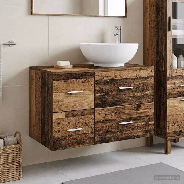 Set di mobili per il bagno 2 pz Legno antico 3403998