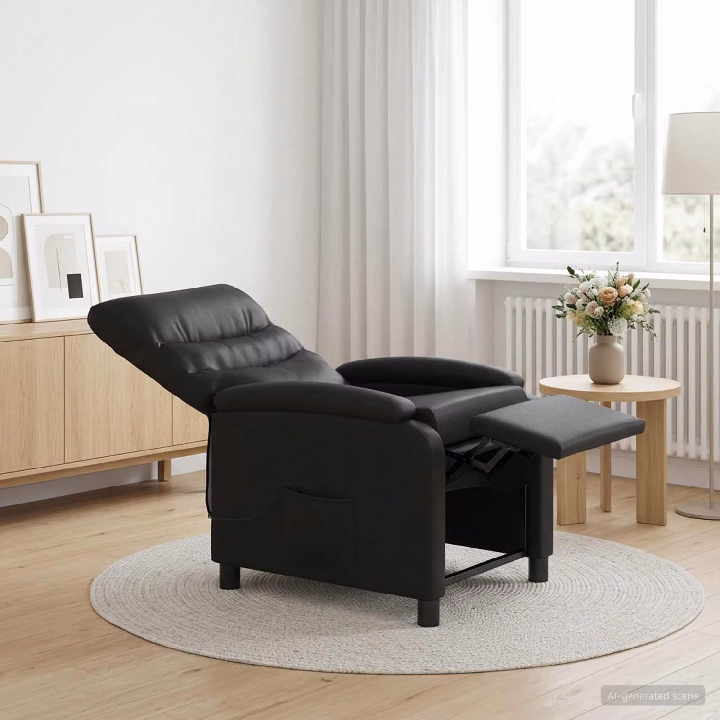 vidaXL Poltrona Relax Moderna in Similpelle Nera con Braccioli