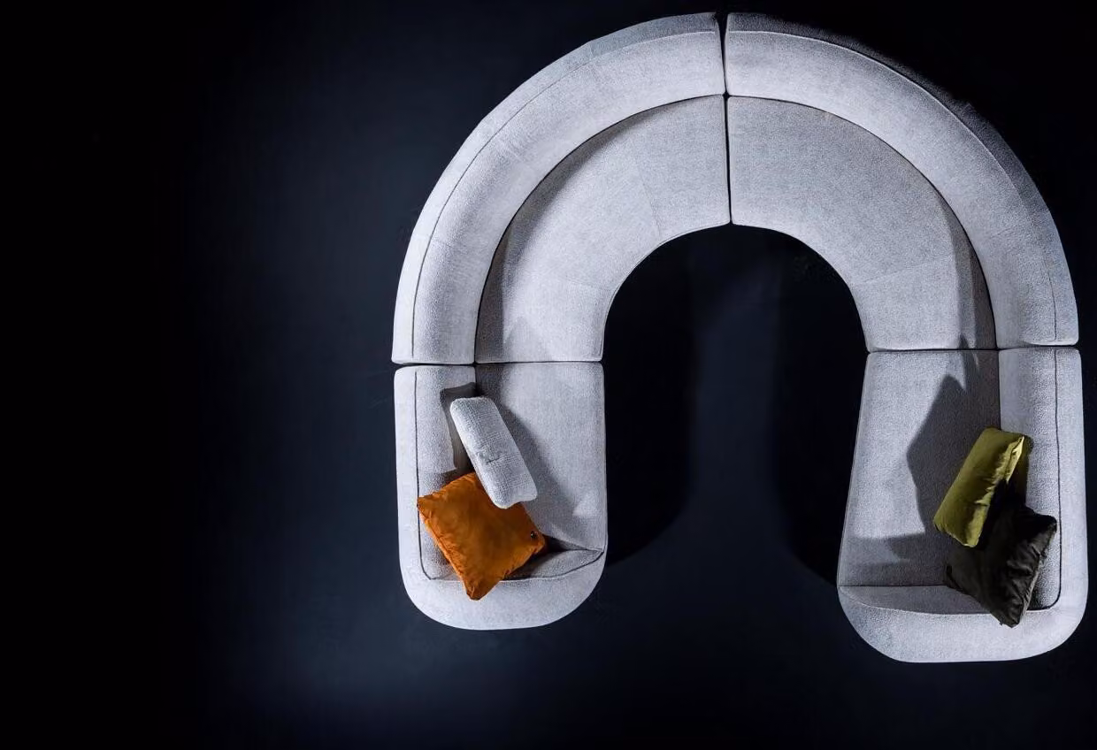 Graunes Ecksofa U-Form Moderne Polstercouch Wohnzimmersofa Designer Möbel