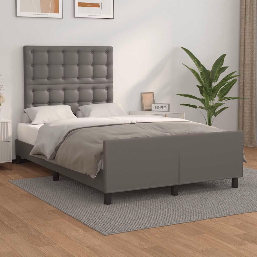 vidaXL Giroletto senza Materasso in Similpelle Grigio L/P/H: 120 x 200 x 123 cm – 1
