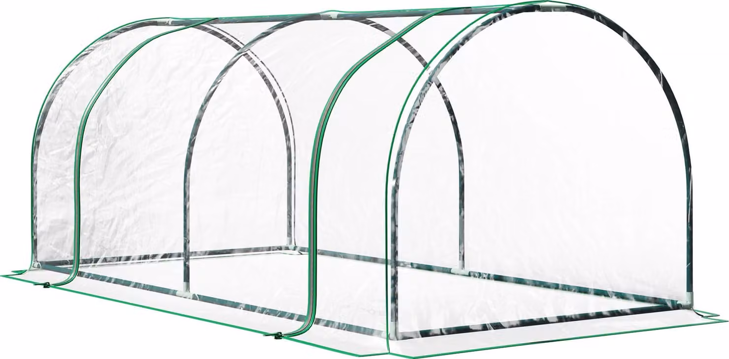 Serra con porta, fioriera, struttura per piante, acciaio/plastica, 200x100x80 cm (verde)