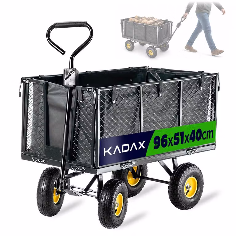Carrello da giardino a rete KADAX, 97x47x40cm Carrello da giardino in metallo verniciato a polvere