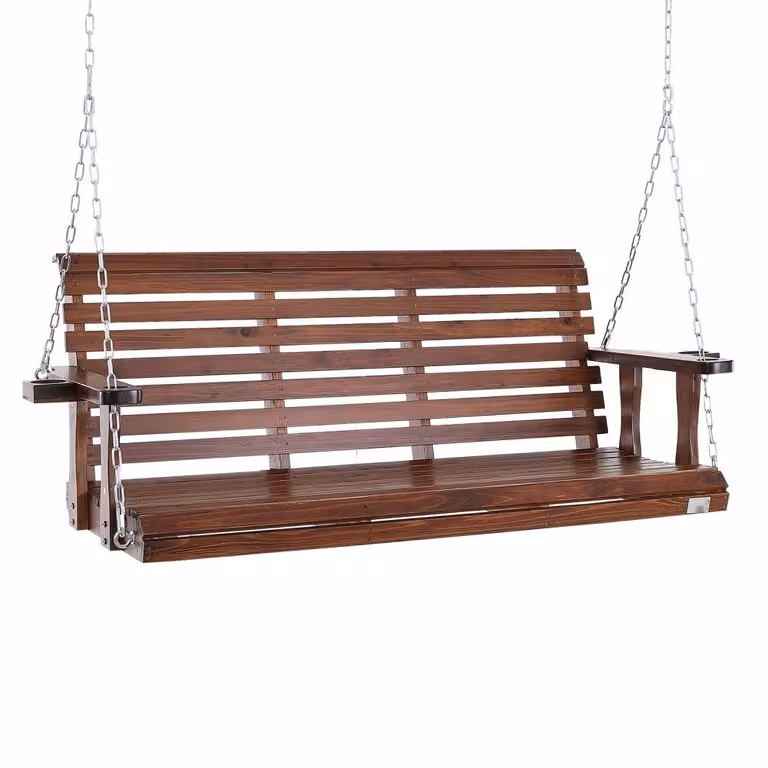 Altalena Hollywood in legno di cedro - Robusta altalena per cortile e giardino - Capacità di carico migliorata 400 kg - Panca a dondolo con catene di sospensione - Marrone 1702x710x600mm