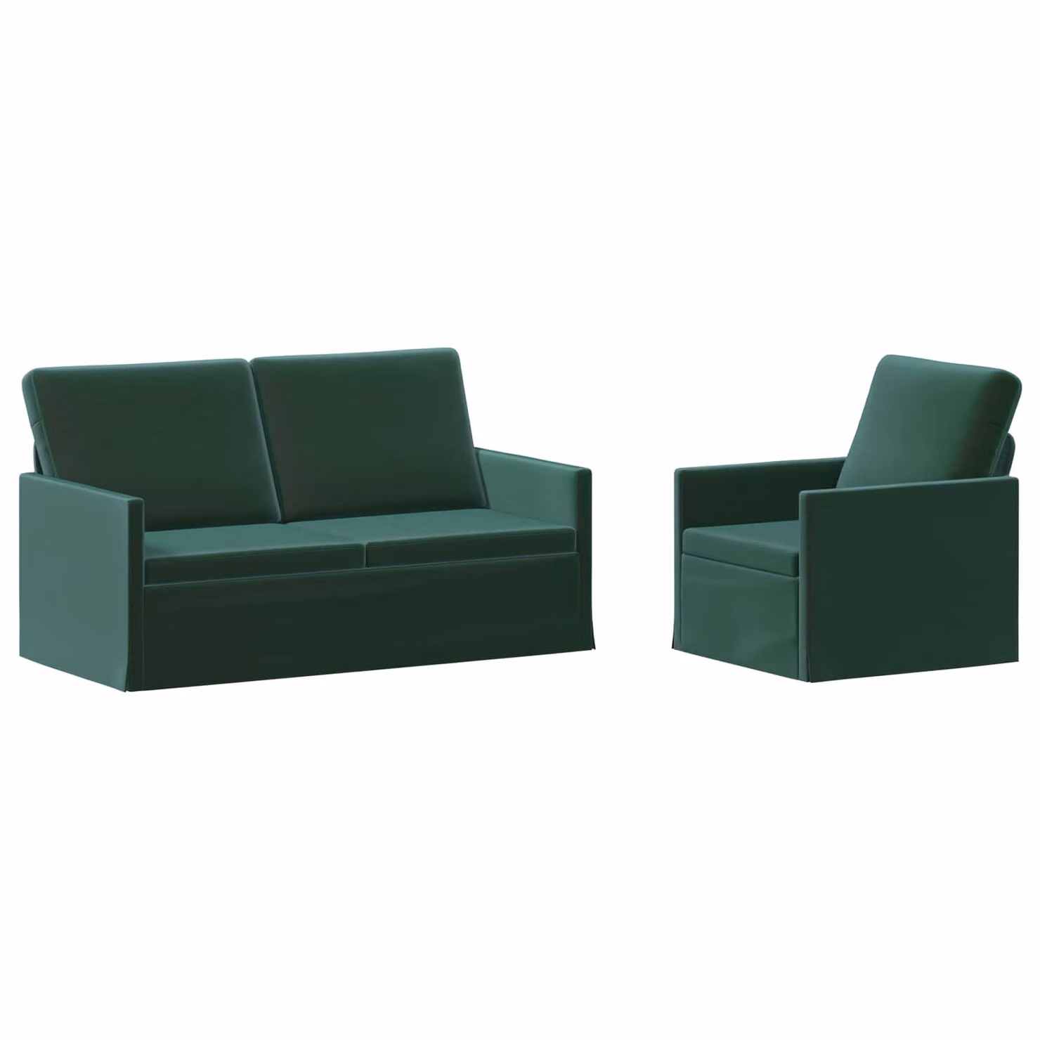 Set di 2 divani moderni vidaXL in velluto verde con struttura in metallo per soggiorno o ufficio