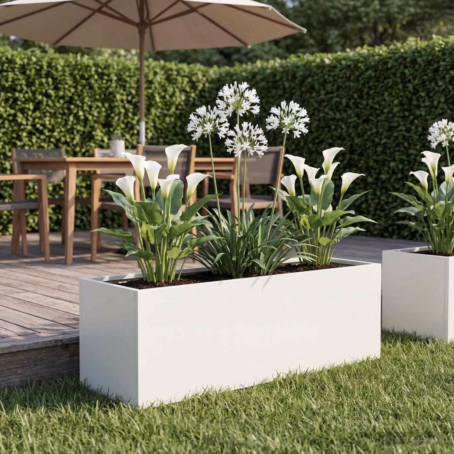 vidaXL Vaso da giardino in metallo bianco L: 60 cm, P: 20 cm, H: 20 cm