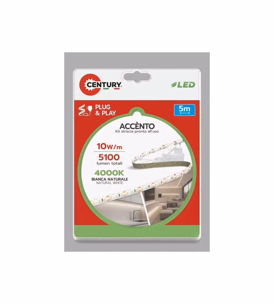 Century Italia Strip LED Accento 5m 10W 4000K Flessibile IP20