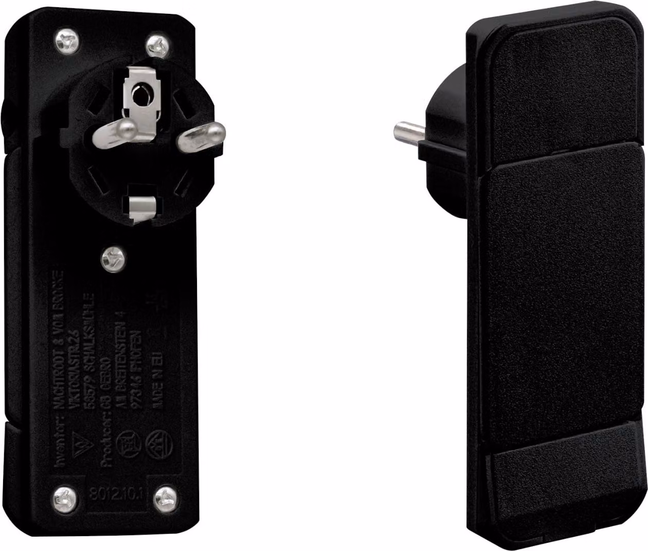 NVB 104548 Spina piatta con contatto di protezione, 230 V, nero IP20
