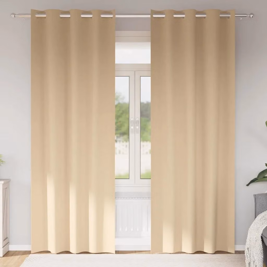 Set di 2 tende blackout vidaXL con anelli in poliestere, colore beige, H 245 cm x L 140 cm
