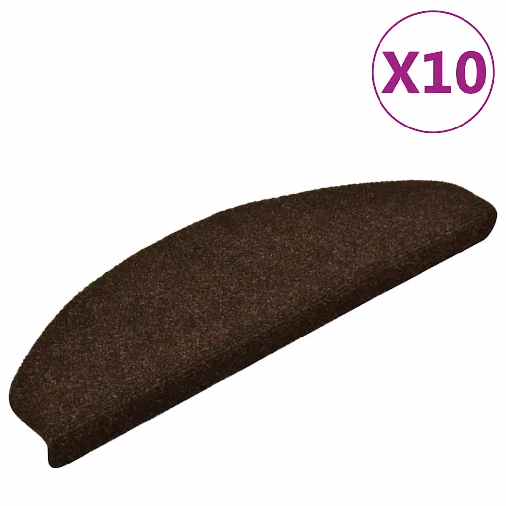 vidaXL Tappetini per scale autoadesivi 10 pz 65x21x4 cm marrone