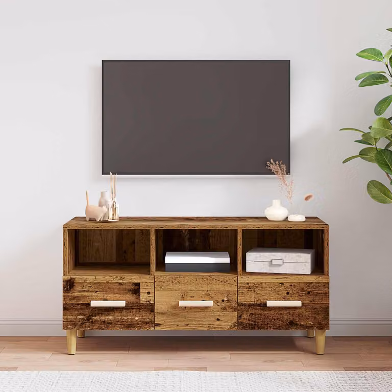 Mobile TV vidaXL in legno vecchio marrone, L 102 x P 36 x H 50 cm