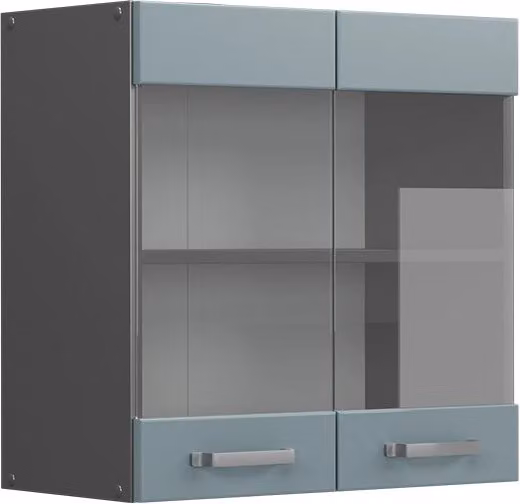 Pensile da cucina moderno Vicco R-Line con ante in vetro, Grigio-blu/Antracite, L: 60 cm, P: 31 cm, H: 60 cm