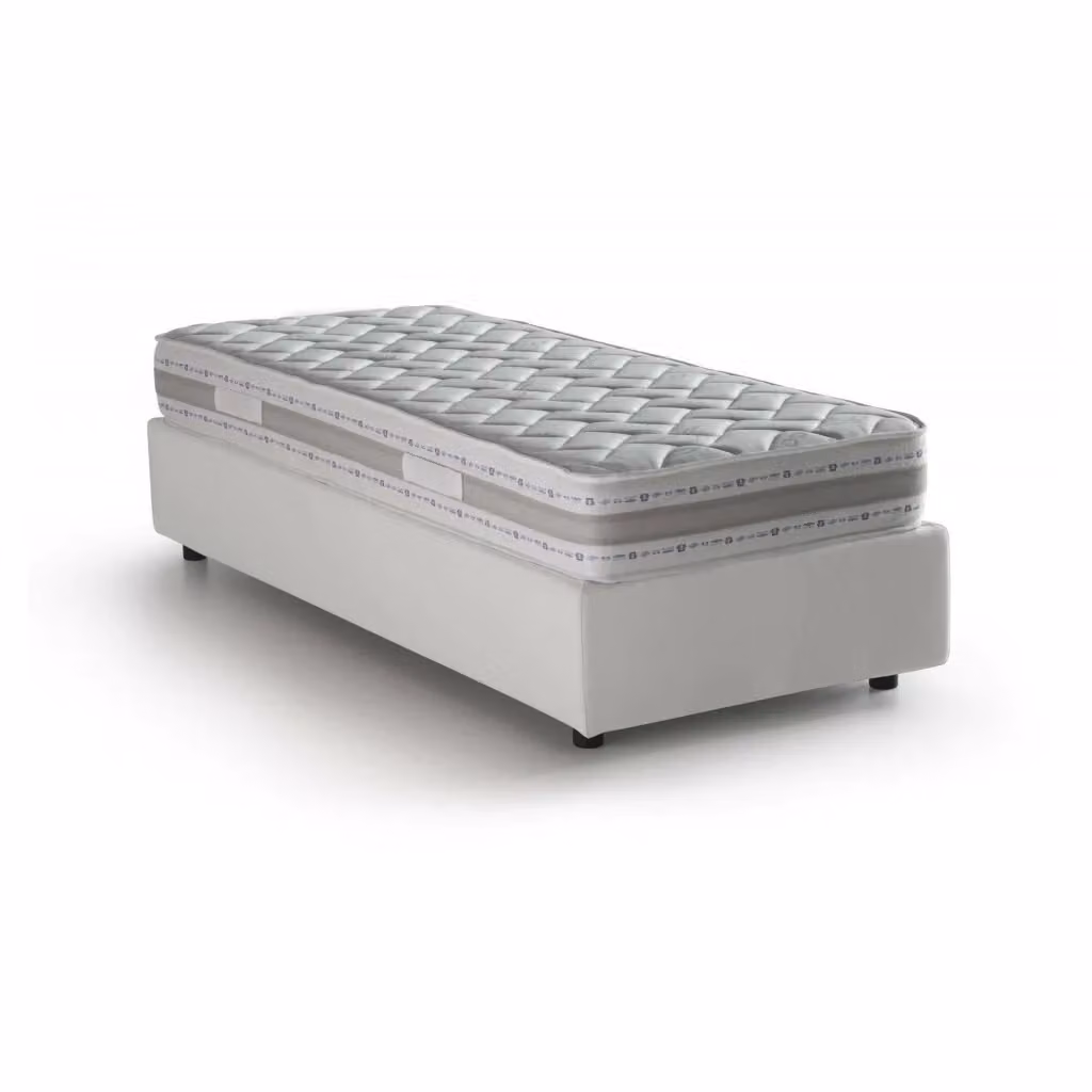 Letto Singolo Talamo Italia con Materasso in Schiuma e Base a Sollevamento, Bianco, 90x200 cm – 2