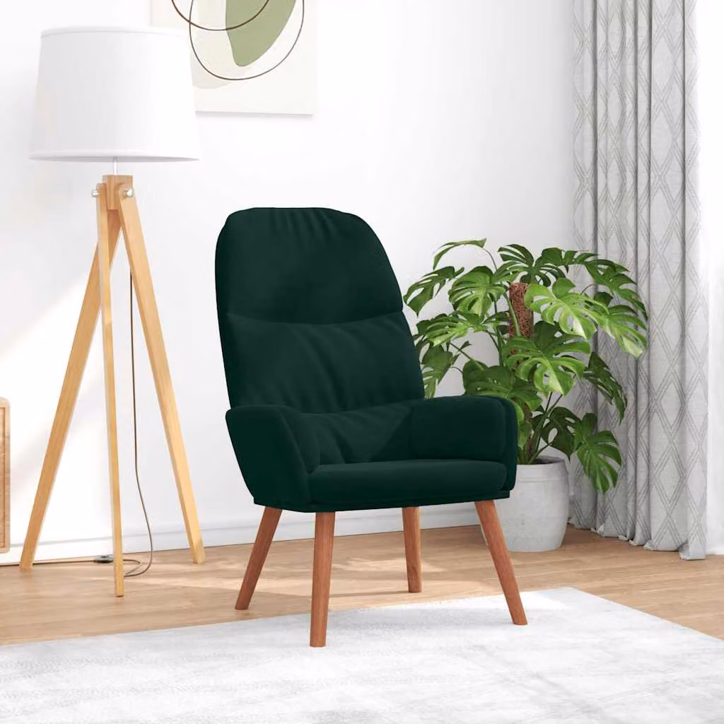 Sedia Relax vidaXL in Velluto Verde con Braccioli e Struttura Moderna
