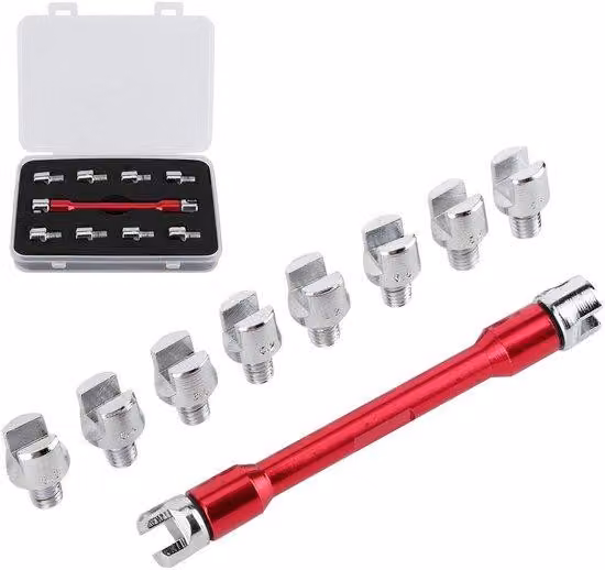 Set di utensili in alluminio e ferro con 10 impostazioni - Alluminio/Ferro - Lunghezza: 93 mm - Scomparto per piccoli oggetti - Cacciavite intercambiabile - Set di utensili