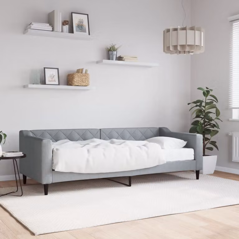 vidaXL Divano Letto con Materasso in Tessuto Grigio L: 200 cm, P: 80 cm, H: 67 cm
