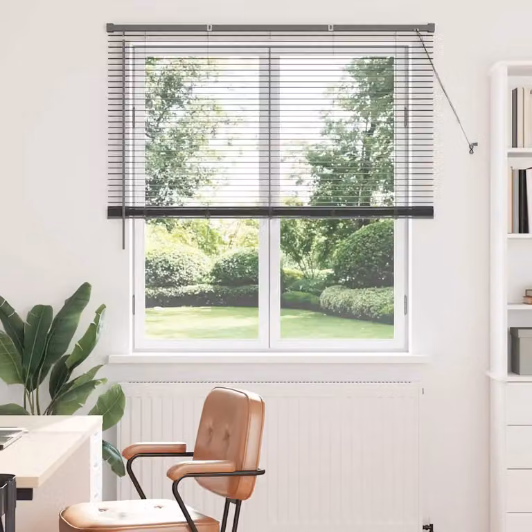vidaXL Tenda Veneziana in Alluminio Grigio, L: 175 cm, H: 130 cm, Lamelle da 25 mm
