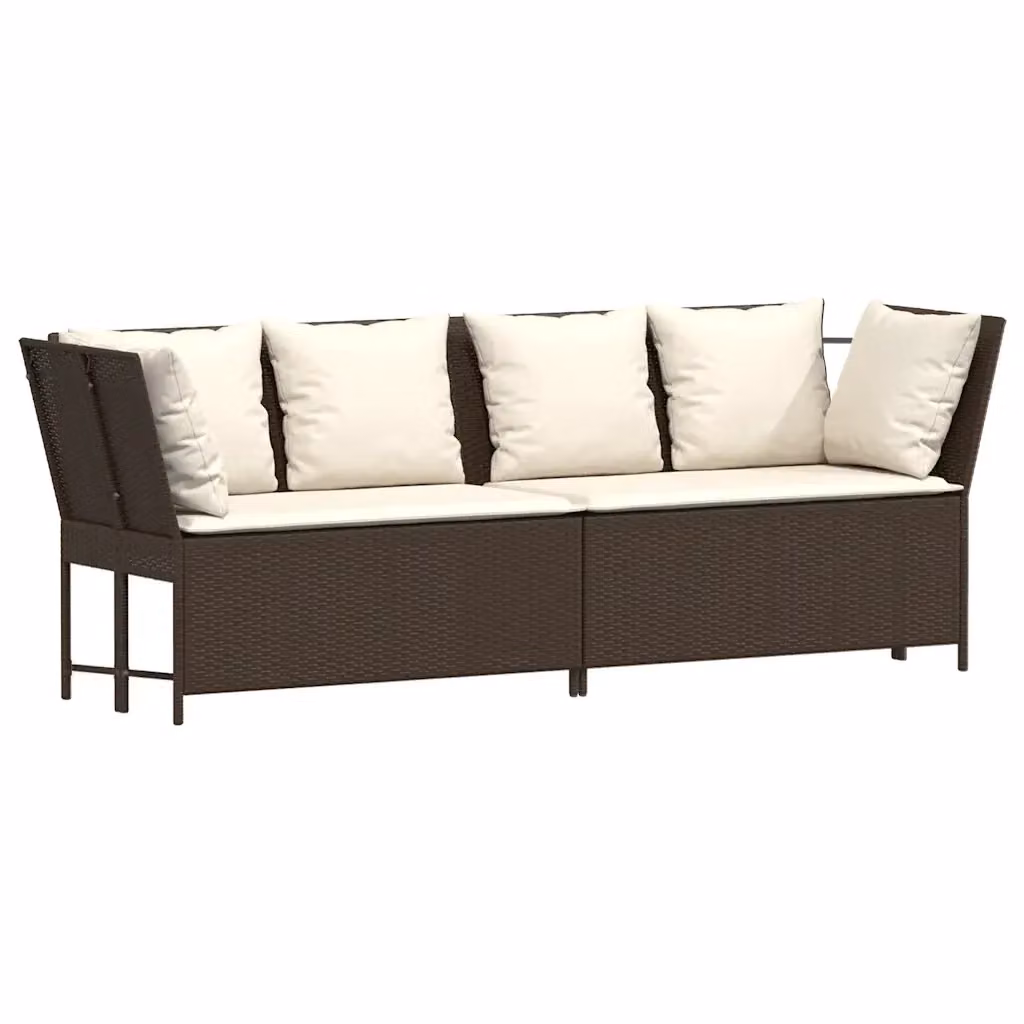 Divano da giardino moderno vidaXL in polyrattan marrone e bianco con cuscini inclusi e coperture rimovibili – 2