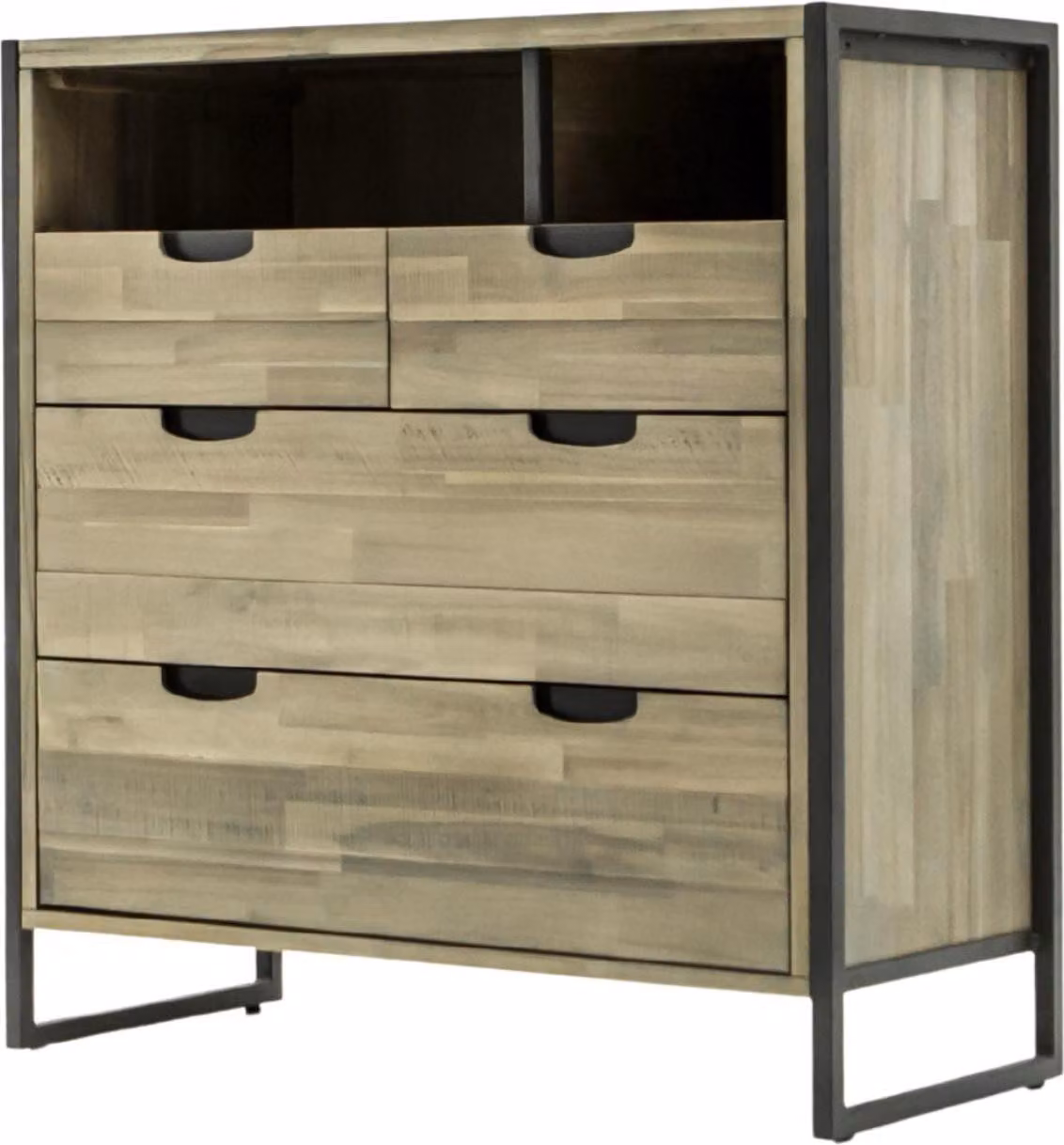 FURNLUX Cassettiera Flow Sand Oak And Graphite 100cm / Colore principale: Beige / Dimensioni: 100 x 105 x 45 cm