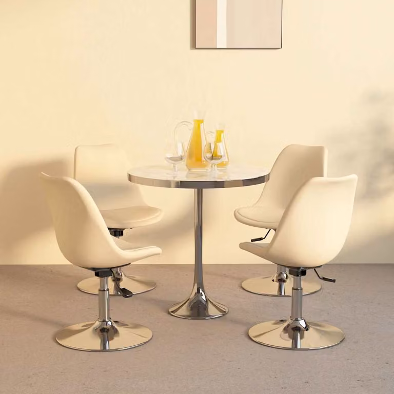 Set di 4 sedie da pranzo girevoli vidaXL in tessuto beige con struttura in metallo per cucina e soggiorno