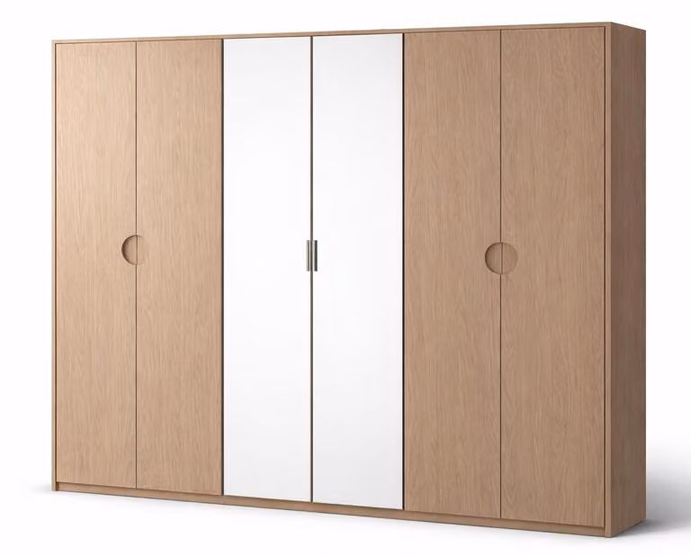 Armadio moderno marrone, grande armadio in legno, mobili per camera da letto