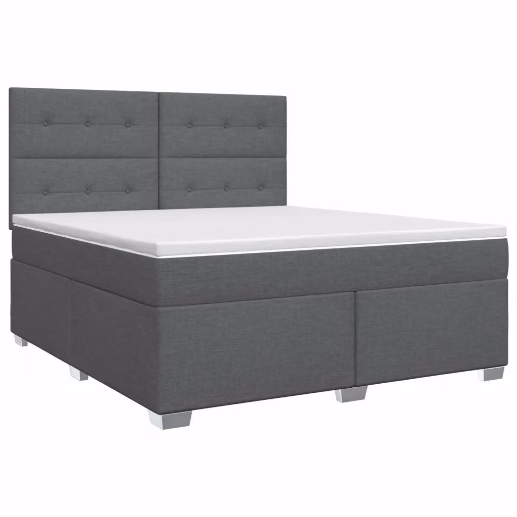 Letto box spring con materasso vidaXL in tessuto grigio e bianco L/P: 160 x 200 cm – 2