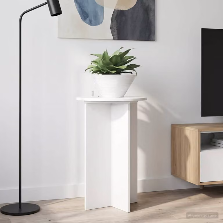 Set di 2 supporti per piante vidaXL in MDF bianco lucido, Ø 40 cm x H 60 cm