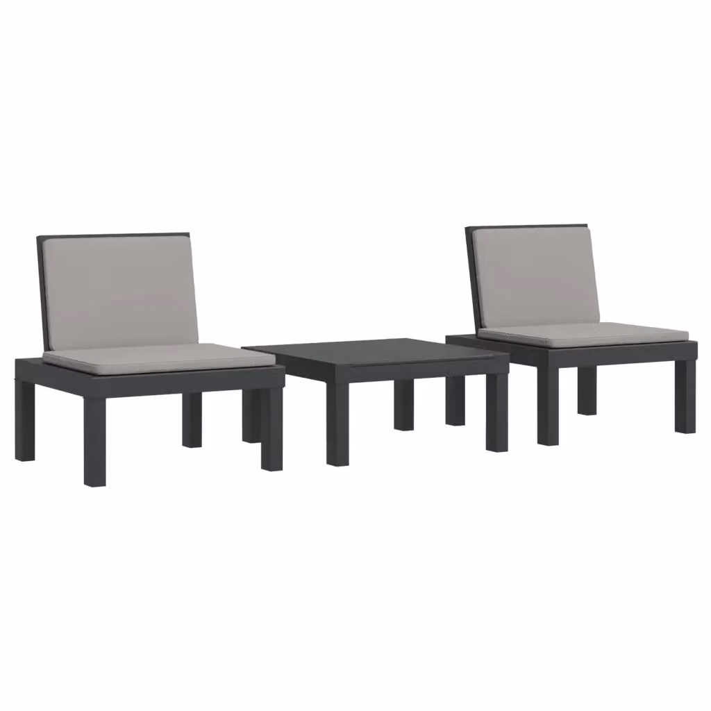 vidaXL Set Salotto da Giardino 3 pz Moderno con Cuscini Antracite e Grigio – 2