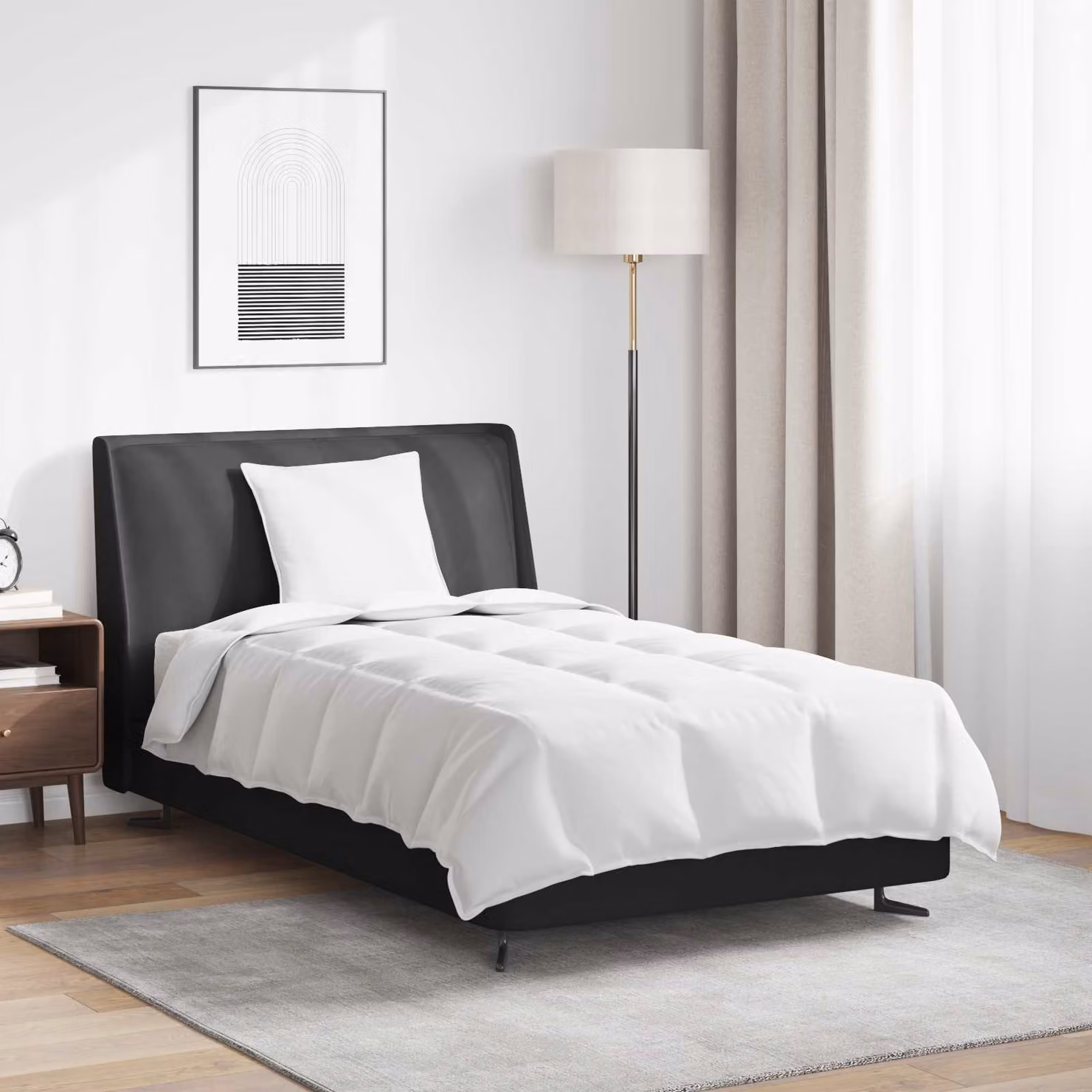 Set di piumino 2-in-1 vidaXL con 2 cuscini in cotone e piuma d'anatra, Bianco, L: 135 cm x P: 200 cm