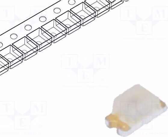 5 LED arancioni, 28,5÷90 mcd, tecnologia SMD 0603, dimensioni 1,6x0,8x0,8 mm, angolo di emissione 170°, tensione di funzionamento 1,9÷2,4V, modello L-C190, diodo LED
