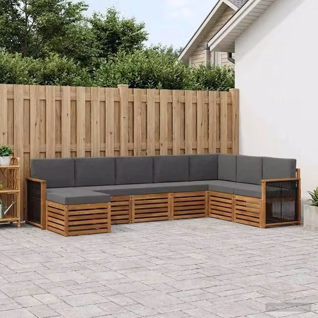 Set di divani da esterno 8 pz Naturale e Antracite 3384713