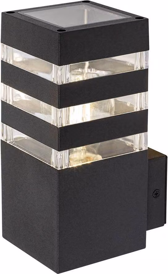 Rabalux 7379 Ankara lampada da parete per esterni, E27, alluminio, antracite, moderno, IP44, 20cm