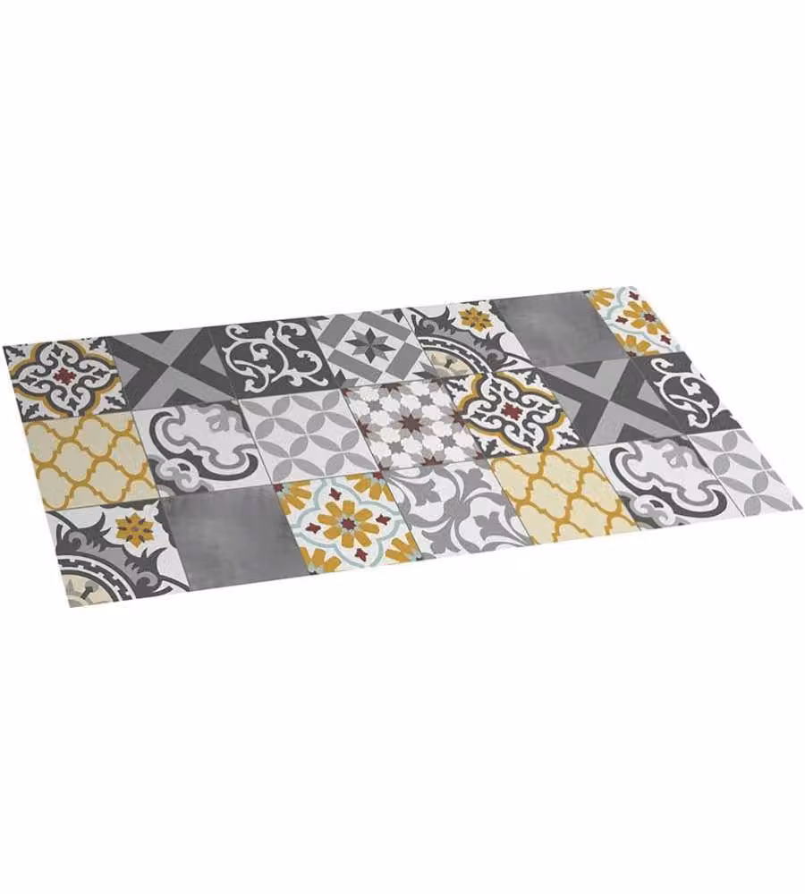 Estores Collection Tappeto Vinile Croma Patch Grigio e Ambra 50x110 cm