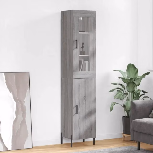Credenza Buffet Armadio Design Mania Grigio per Cucina e Soggiorno L/P/H: 34,5 x 34 x 180 cm