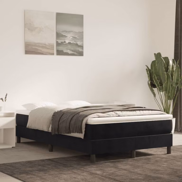 The Living Store struttura letto nera 120x200 cm in velluto