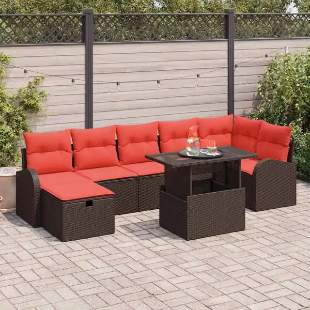 Set Divano da Giardino 8 pz Marrone polyrattan 3359771