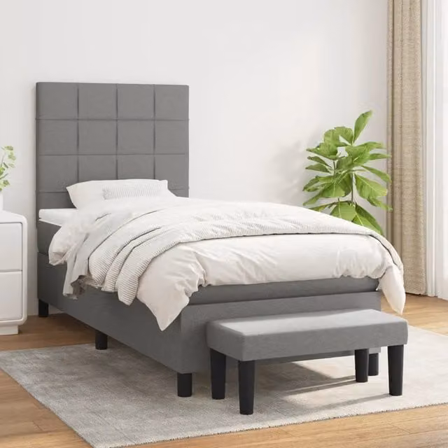 Letto Ibrido con Giroletto a Molle e Materasso vidaXL Grigio e Bianco L/P/H: 203 x 100 x 118 cm – 1