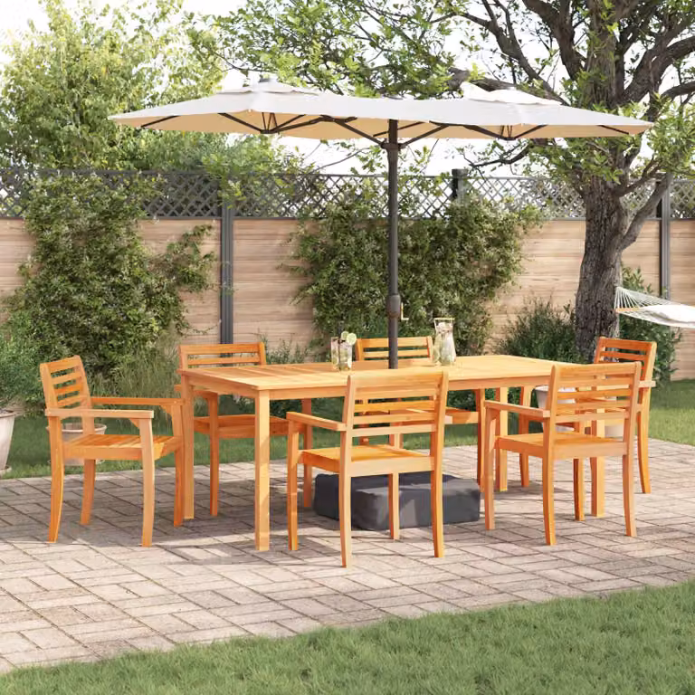 Set da pranzo per giardino vidaXL in legno di acacia marrone, 7 pezzi
