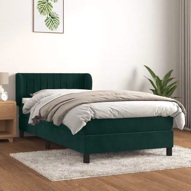 Giroletto a Molle con Materasso-Struttura Letto Verde Scuro 100x200 cm Velluto 874810