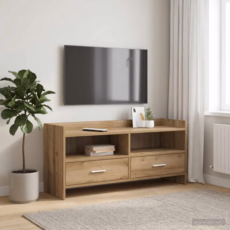 Mobile TV vidaXL moderno in legno e metallo marrone L/P/H: 100 x 33 x 47 cm