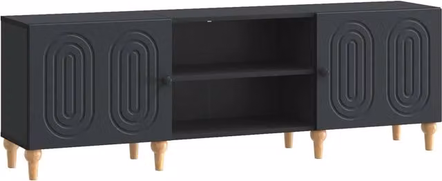 Mobile TV-Credenza Moderno Design In Nero in MDF L: 150 cm, P: 50 cm, H: 31 cm – 1