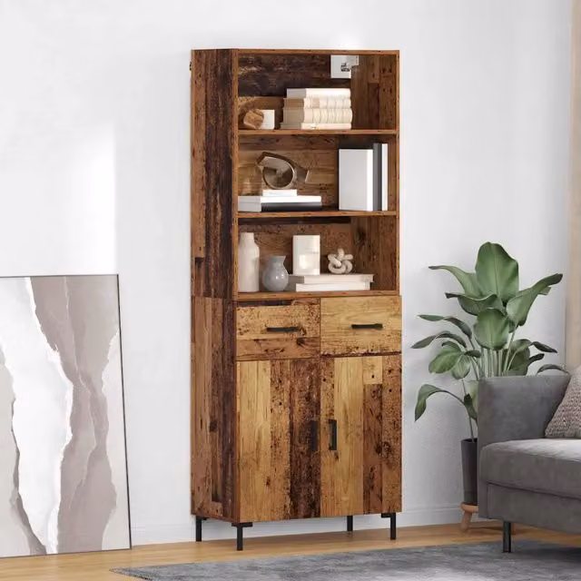 Credenza moderna in legno vecchio color marrone vidaXL L/P/H: 69,5 x 34 x 180 cm