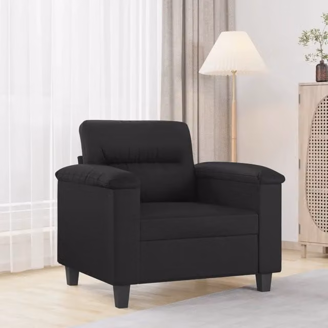Poltrona moderna nera in similpelle con struttura in metallo vidaXL L/P/H: 77 x 80 x 90 cm – 1