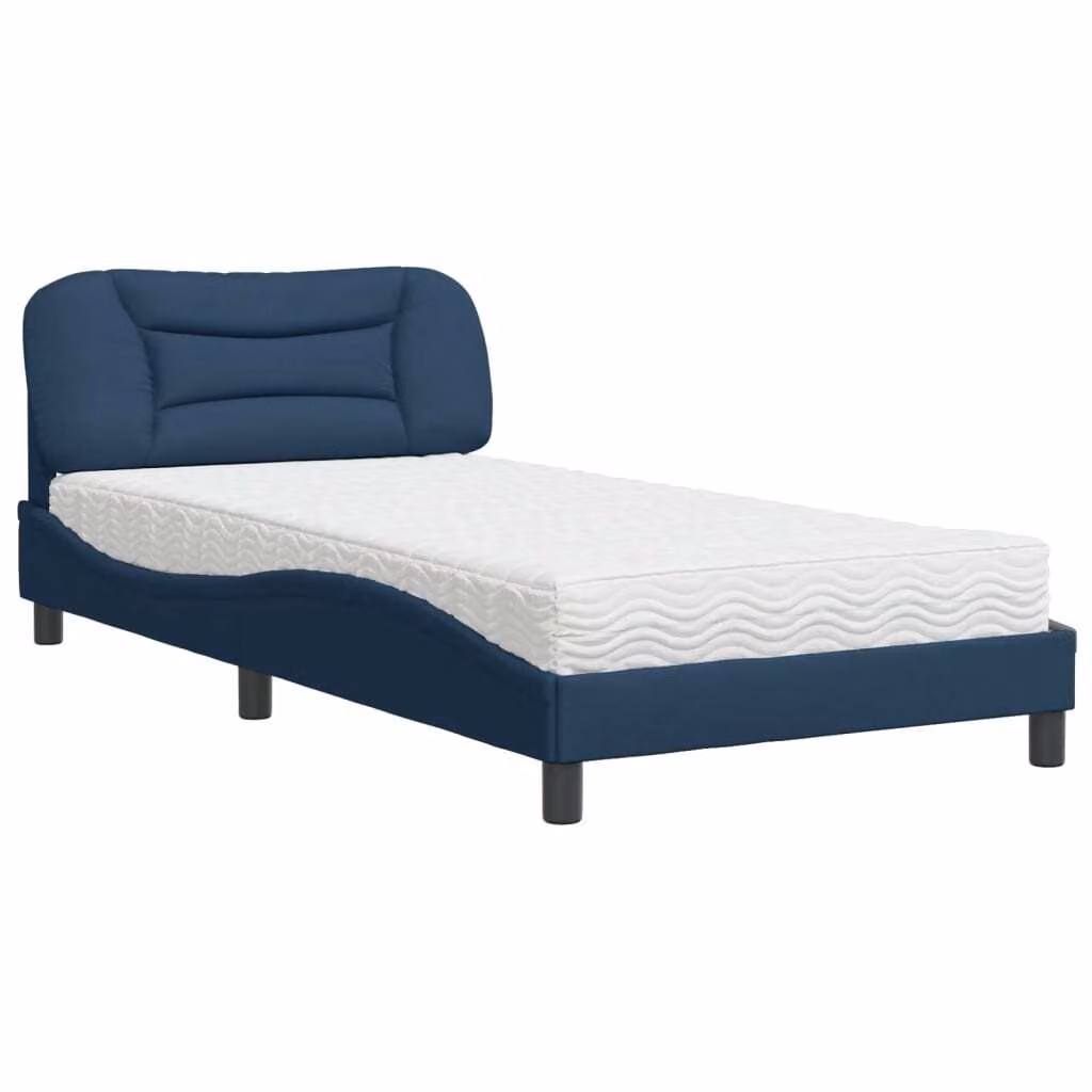 Letto con Materasso Hvar Blu 100x200 cm in Tessuto