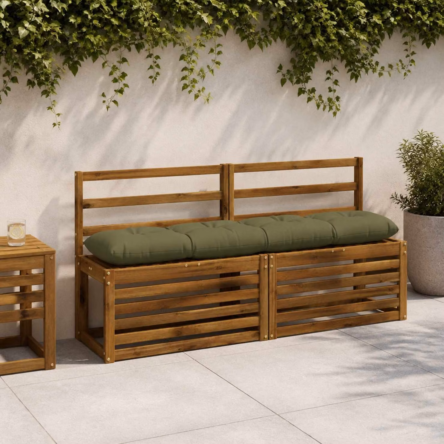 Cuscino per panchina vidaXL VIANEN verde, in poliestere con imbottitura in schiuma e fodera rimovibile, L: 140 cm x P: 140 cm x H: 12 cm