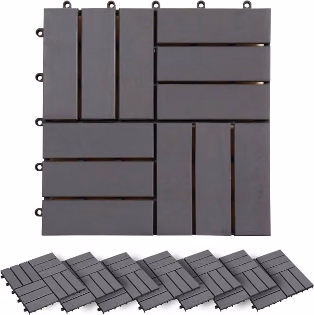 Set di 30 piastrelle per decking in legno di acacia grigio DESIGN IN, L/P: 30 x 30 cm, CFW2821528