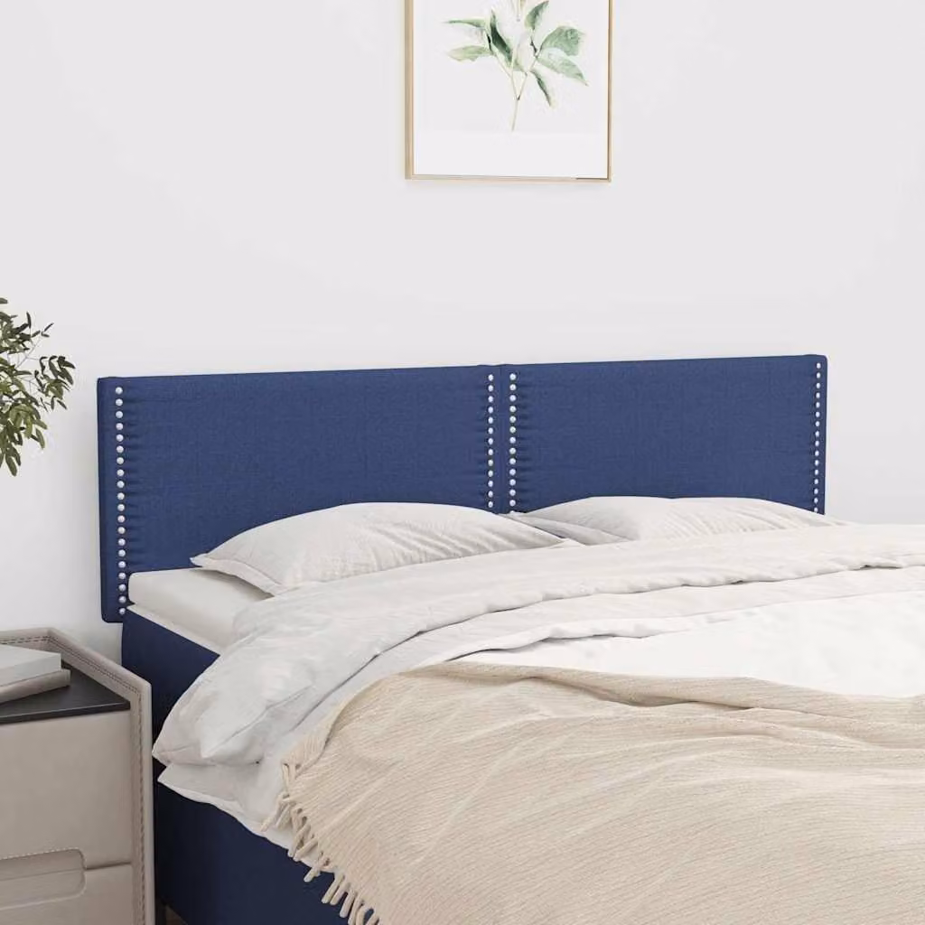 Testiera per letto imbottita vidaXL in tessuto blu con struttura in legno L: 144 cm, P: 5 cm, H: 78-88 cm