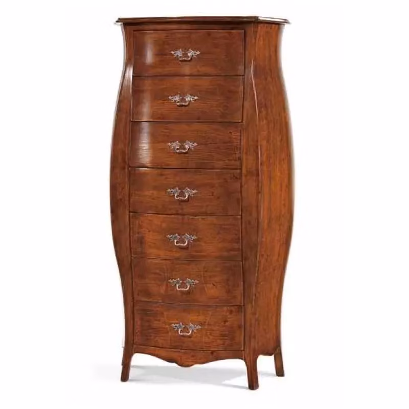 Cassettiera Bomabata con 7 cassetti in legno grezzo Mobili 2G L: 74 cm, P: 37 cm, H: 142 cm – 2