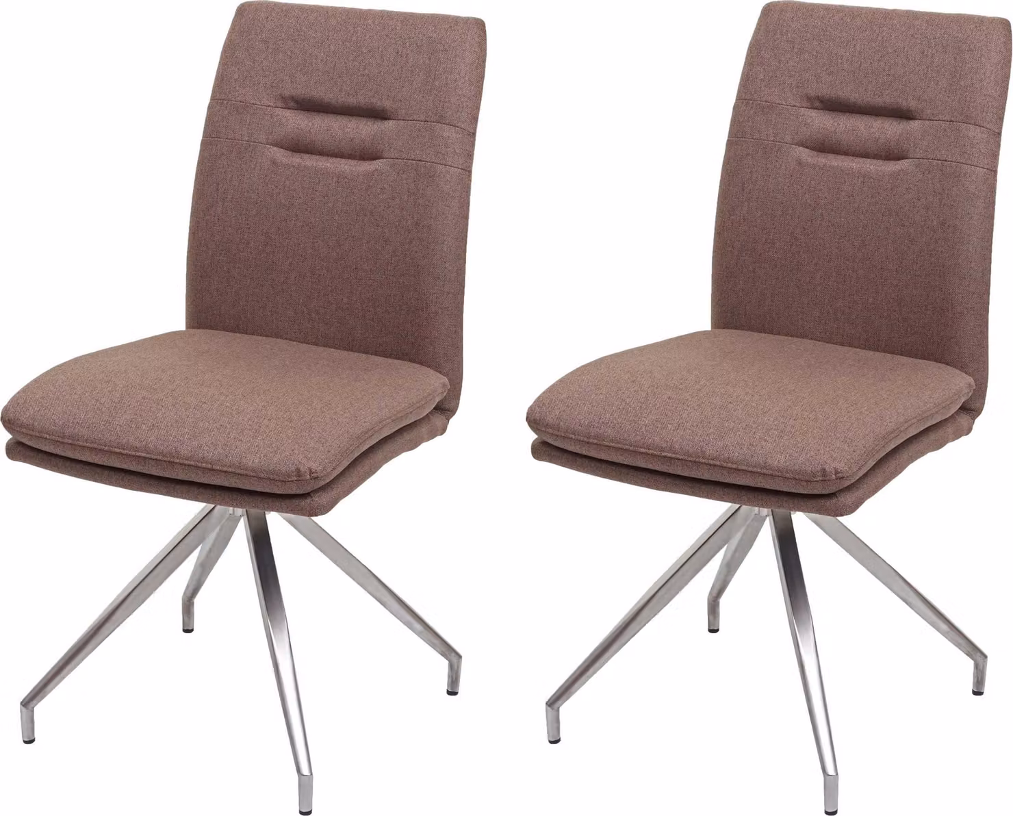 Set di 2 sedie da sala da pranzo | A x L x P 90 x 47 x 60 cm | Altezza seduta 49 cm | Tessuto/tessuto Acciaio inossidabile spazzolato | Marrone | Sedia da cucina Sedia con schienale Sedia